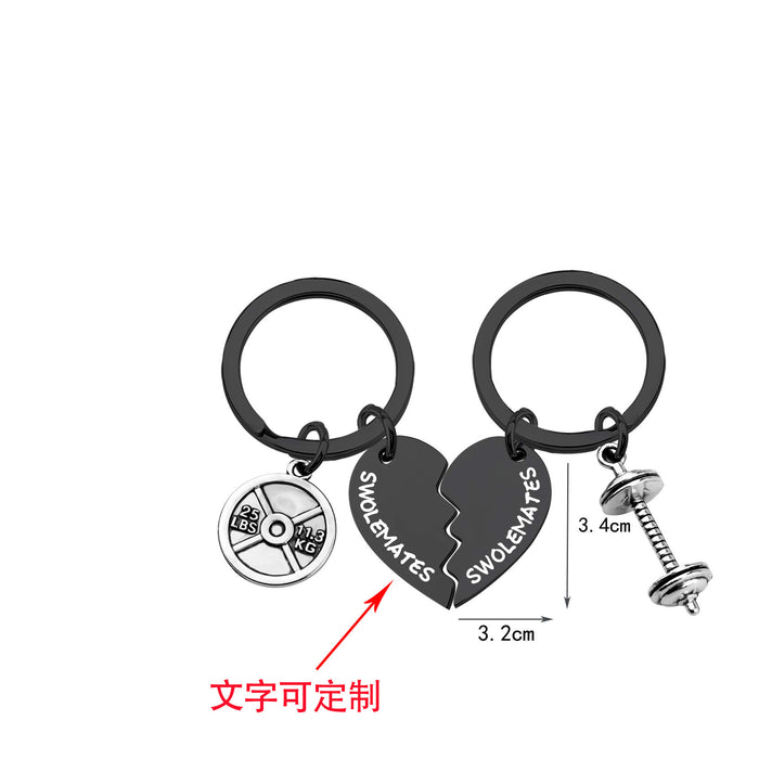Wholesale Electroplated keychain pendant, heart-shaped hanging tag, stainless steel keychain