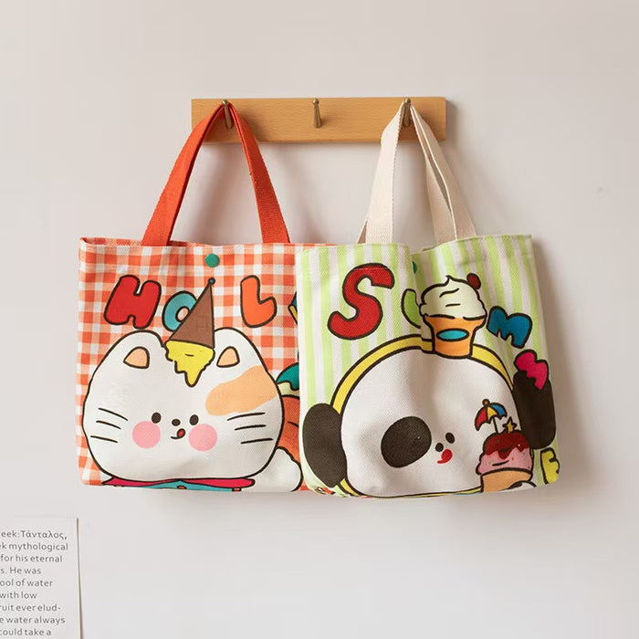Wholesale Canvas bag, tote bag, cute bento bag, student cartoon, large capacity, new style for class