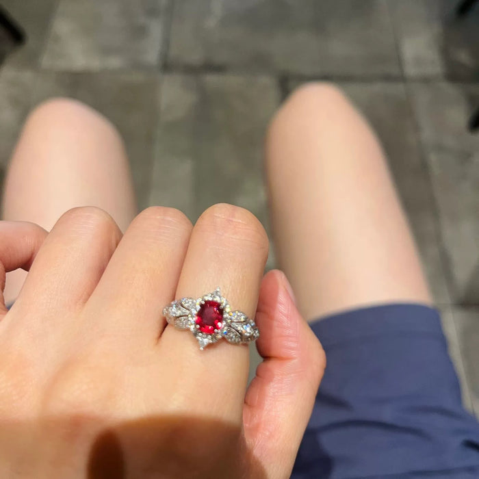 Wholesale High end retro design, niche ruby open-end ring