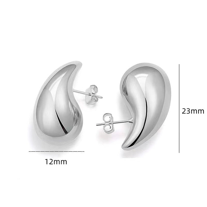 Wholesale Stainless steel hollow water droplet earrings with high-end feel and gold-plated surface for simplicity