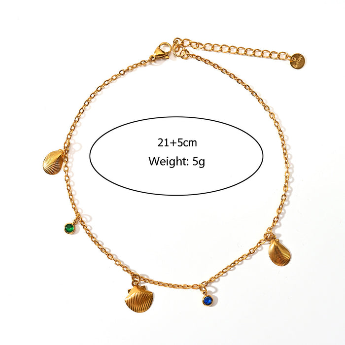 Wholesale Fashion classic stainless steel crushed stone ankle chain, colorful stone foot accessories wholesale