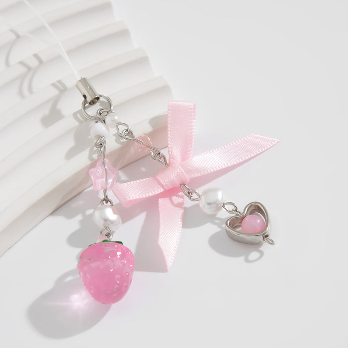 Wholesale Jewelry bow keychain pentagram alloy glass bead pendant