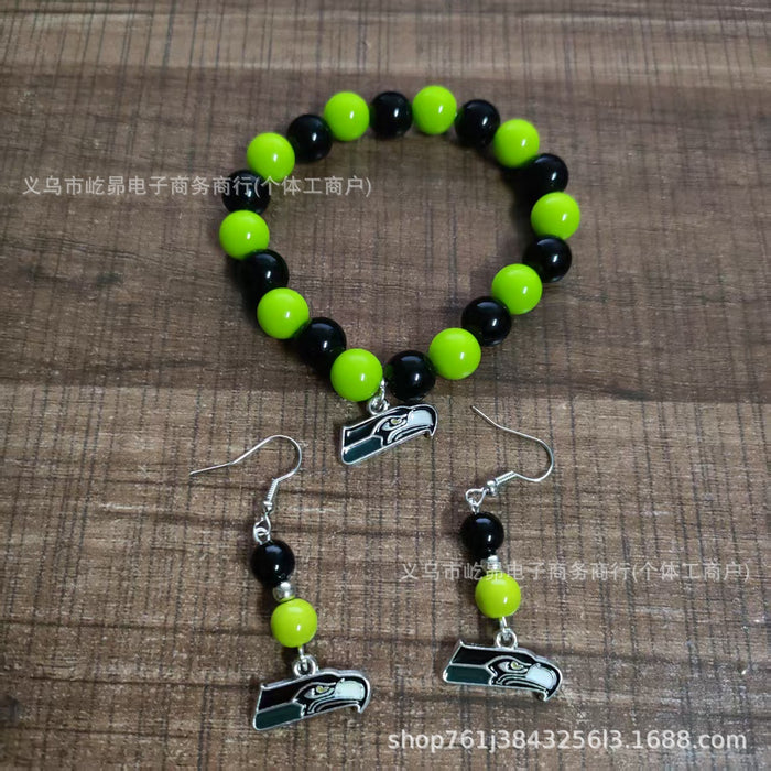 Wholesale Football Colored Candy Acrylic Bead Bracelet Earring Set