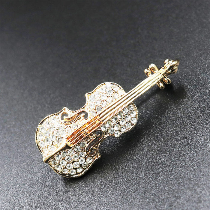 Wholesale Violin Brooch Rhinestone Brooch,  Elegant Oil-Dropping Corsage