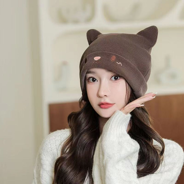 Wholesale Confinement cap postpartum pregnant women autumn and winter hat female knitted toe cap wool hat face-looking cute cold hat winter