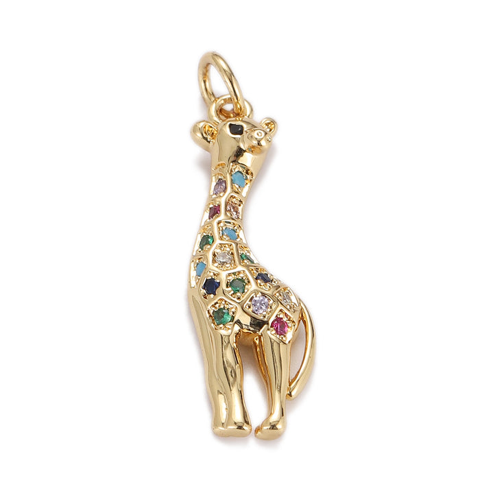 Wholesale Umbrella Giraffe Pattern Zircon Pendant Accessories Diy JDC-PT-YJ012