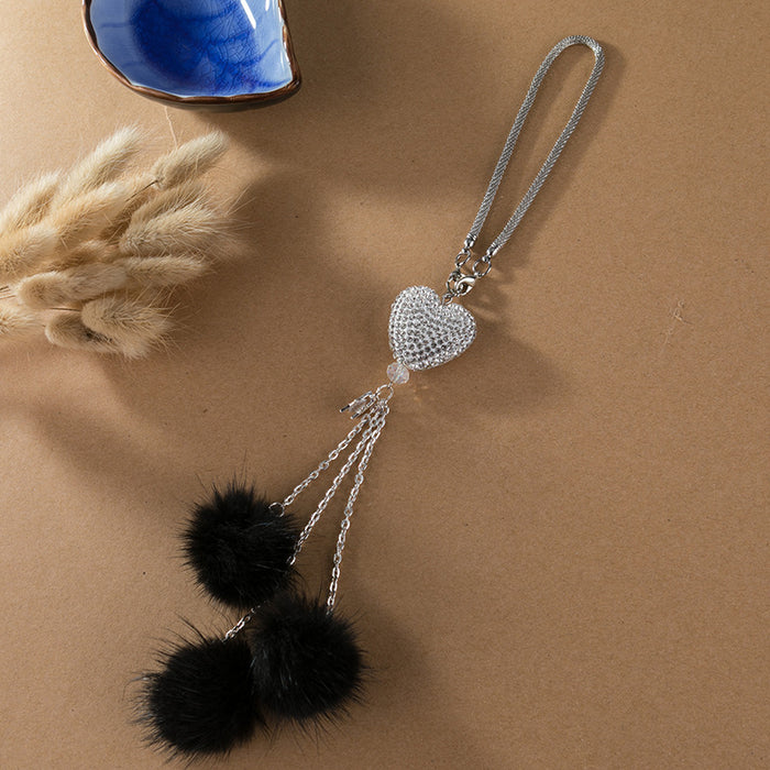 Wholesale Pink Plush Fur Ball Car Pendant Heart Design Car Interior Decoration
