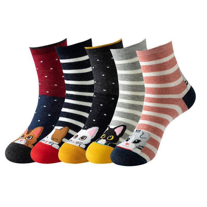 Wholesale Cute Cat Trendy Socks Cartoon Three-Dimensional Ear Mid-Calf Socks Women' s Fun Mid-Calf Socks Trendy Mid-Calf