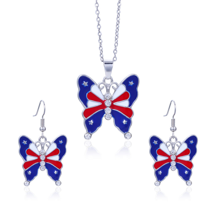 Wholesale Jewelry alloy diamond studded striped earrings necklace set