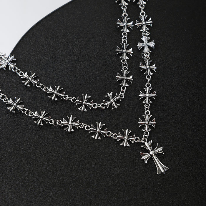 Wholesale Non-Fading Double Layer Cross Necklace  Chain Fashion Jewelry