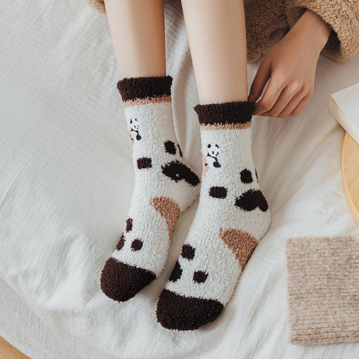 Wholesale Coral Velvet Socks Women's Velvet Thickened Warm Towel Socks Cartoon Sleeping Socks