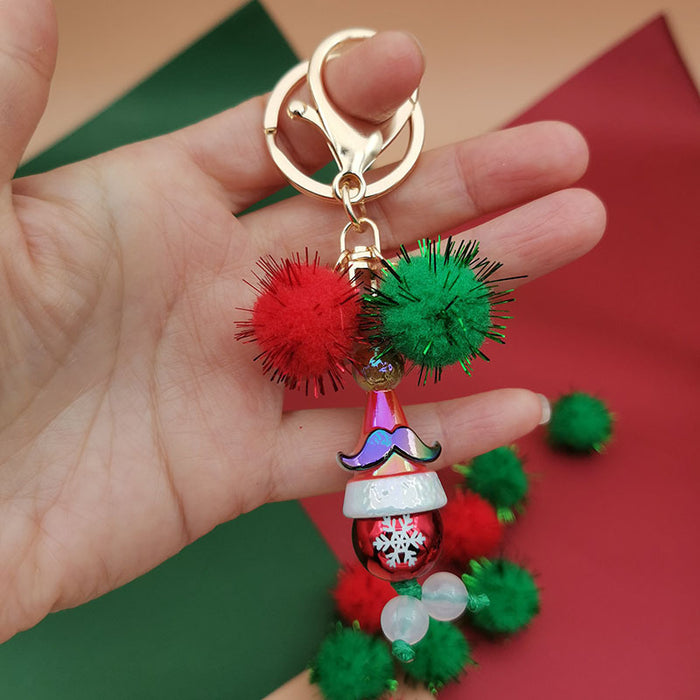 Wholesale Christmas theme keychain  snowflake bag keychain beaded Christmas tree keychain