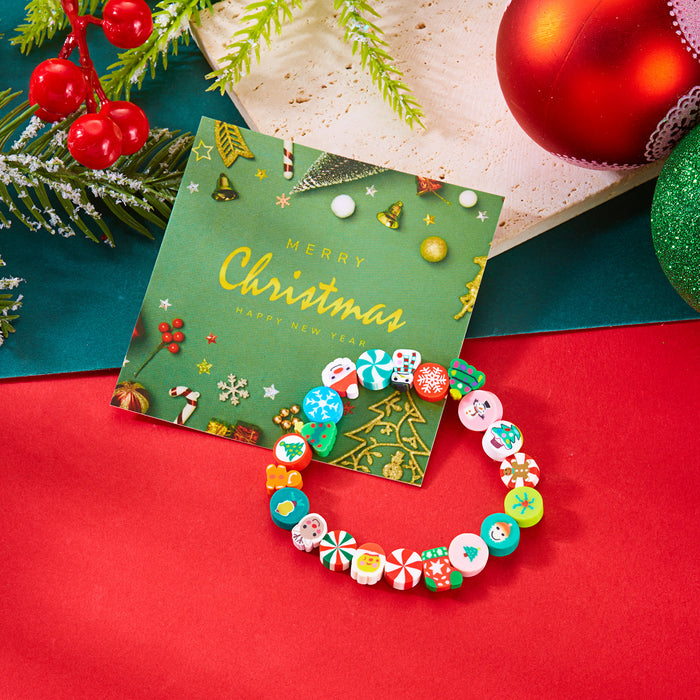 Wholesale Christmas party bracelet fashionable and versatile Christmas polymer clay  snowman beaded bracelet