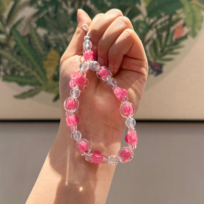 Wholesale Acrylic bead phone chain, handmade bead keychain accessories, keychain