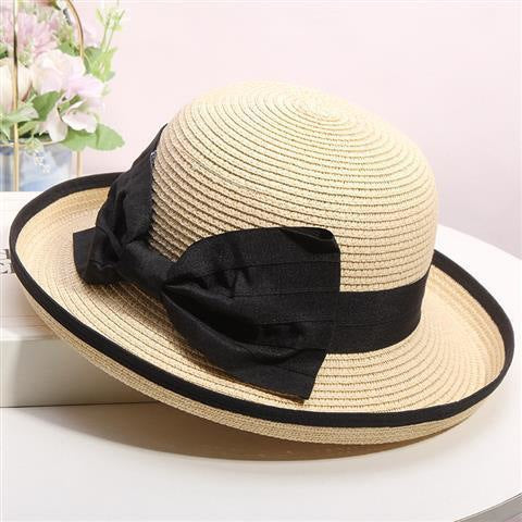 Wholesale Curled edge elegant bow fisherman hat for travel, sun protection and sunshade hat