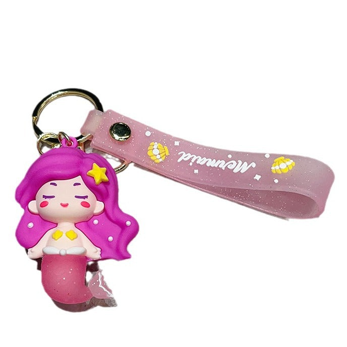 Wholesale Cartoon mermaid keychain pendant cute mermaid doll car key chain bag pendant small gift