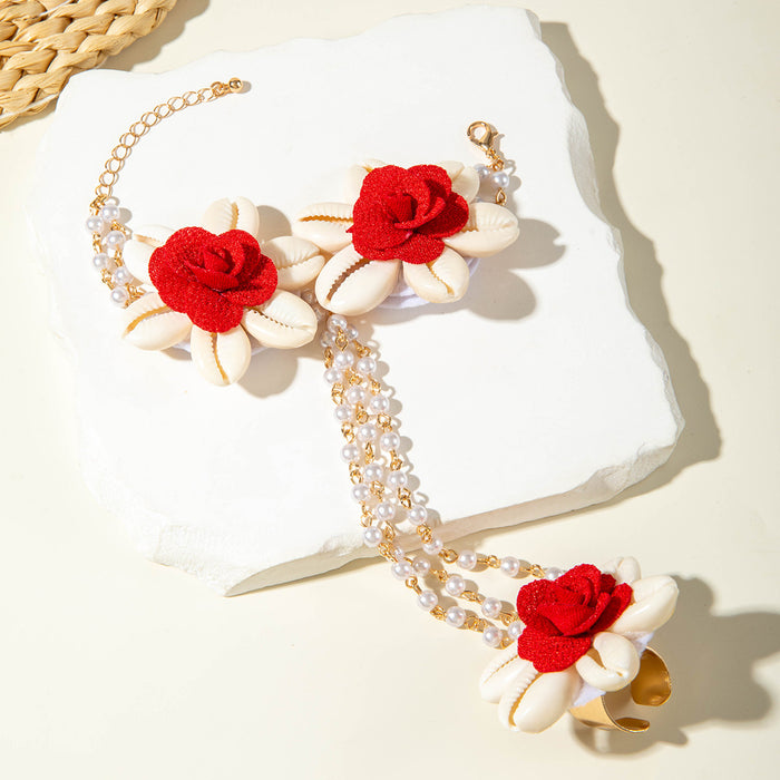 Wholesale Flower Shell Bracelet Vacation Style Imitation Pearl Fashion Handmade