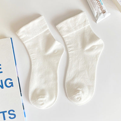 Wholesale New rolled edge socks, mid length socks, cute cotton pure long socks