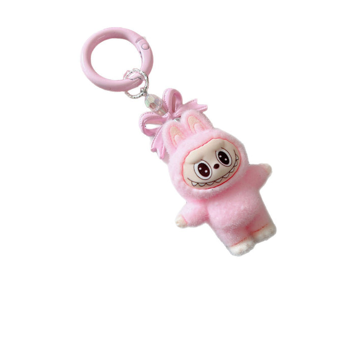 Wholesale 10pcs Cartoon cute bow little monster keychain plush doll pendant student bag hanging ornament gift