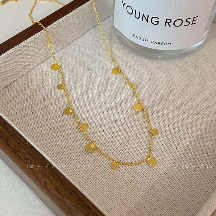 Wholesale green beaded star moon necklace versatile niche double-layer chain hot beaded