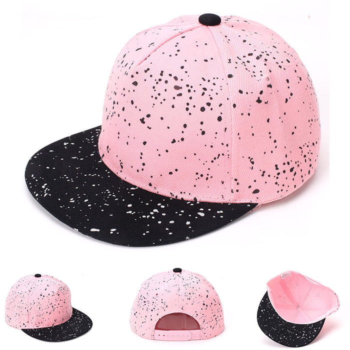 Wholesale Trendy Inkjet Print Kids Flat Brim Baseball Cap Adjustable Black Casual Street Style