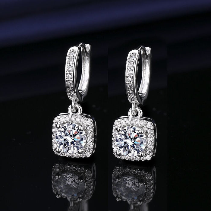 Wholesale  Princess Square Simulated Moissanite Stud Earrings Fashion Accessory Gift for Resale