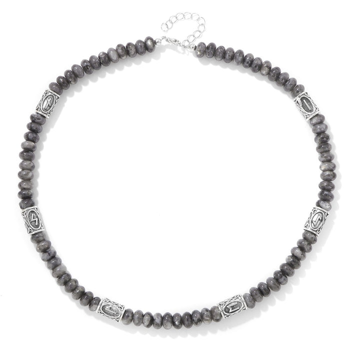 Wholesale 5* 8mm stone abacus bead necklace with Norwegian runes lapis lazuli and tiger' s eye a clavicle chain