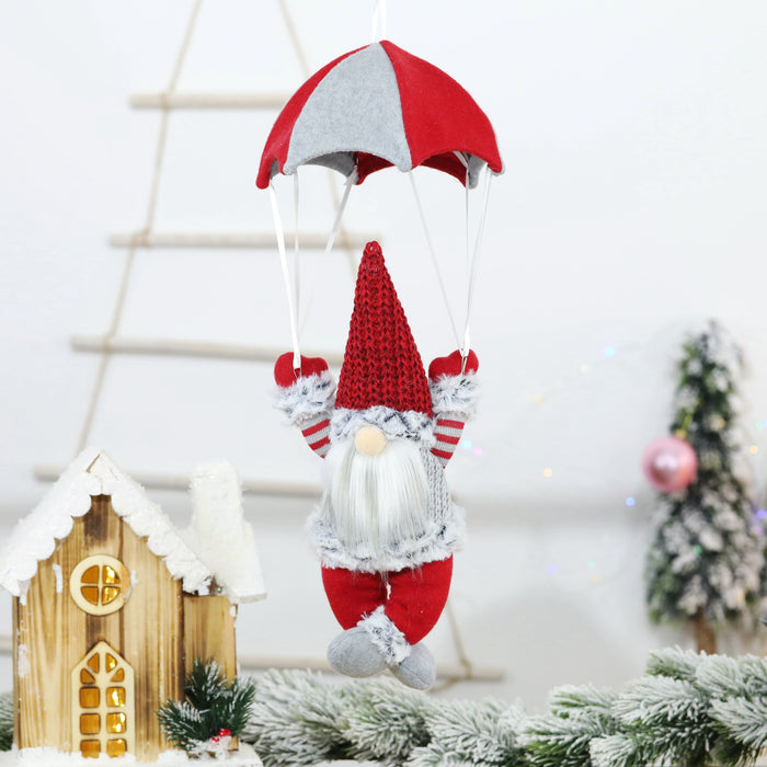 Wholesale Christmas Scene Decorations Christmas Faceless Skydiving Old Man Parachute Christmas Window Hanging Decoration Gifts