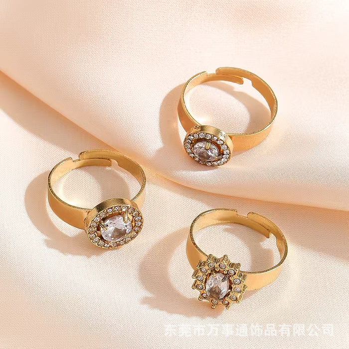 Wholesale New retro multi style zircon open ring, niche high-end, light luxury stainless steel accessory ring, couple ring