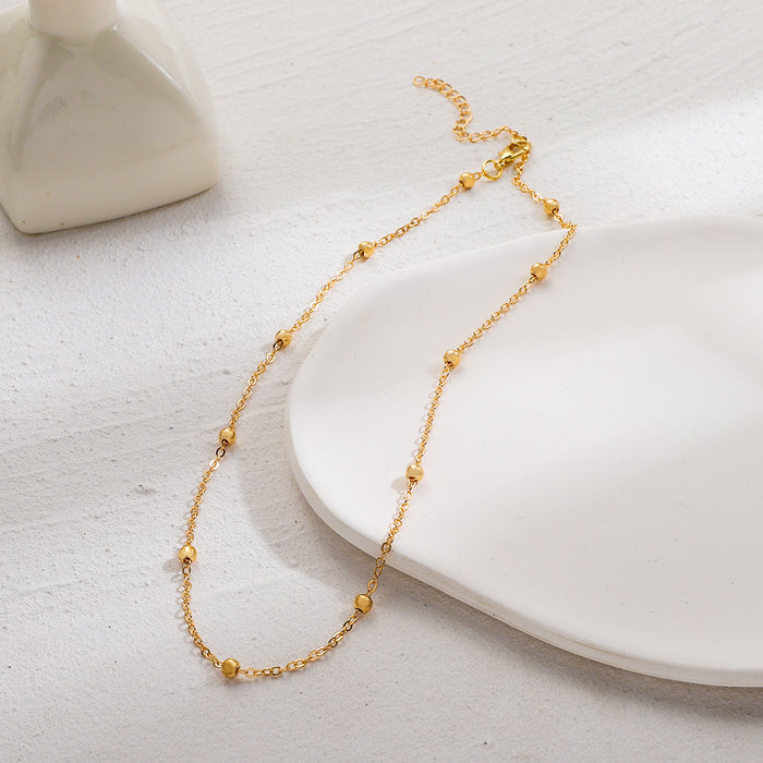 Wholesale short beaded clavicle chain ins simple fashion metal chain beaded neck chain