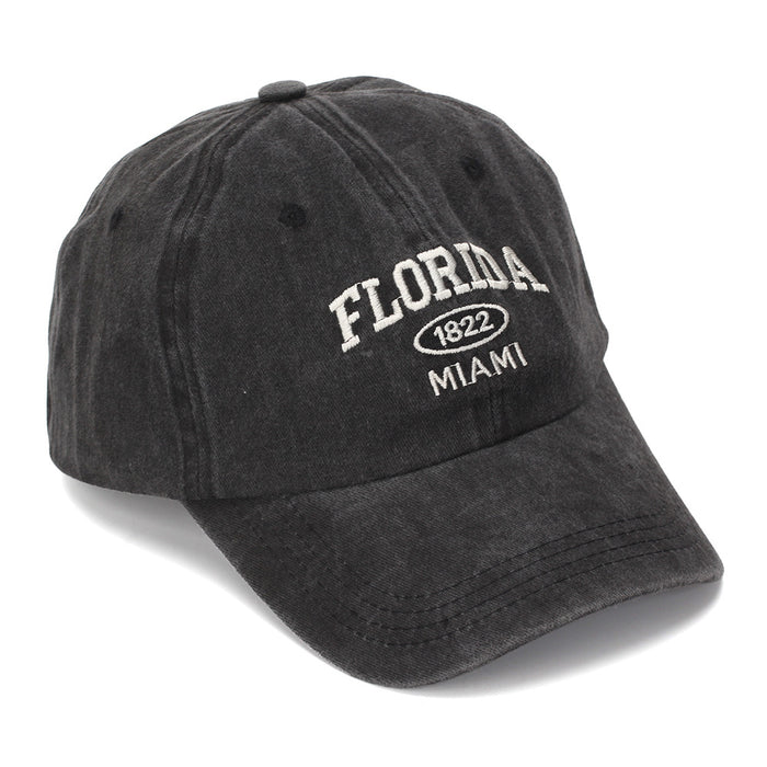 Wholesale Vintage Washed Cotton Baseball Cap with English Letter Embroidery Light Gray Sun Protection Hat