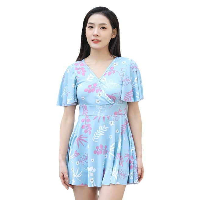Wholesale Hot spring skirt style conservative slimming and belly covering hot spring flat angle swimsuit one-piece swimsuit