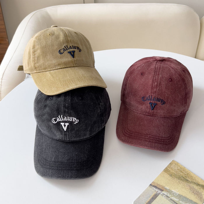 Wholesale Women's Summer New Sun Protection Hat Japanese Style Solid Color Letter Embroidery Three-Dimensional V Versatile Travel Baseball Cap Trendy