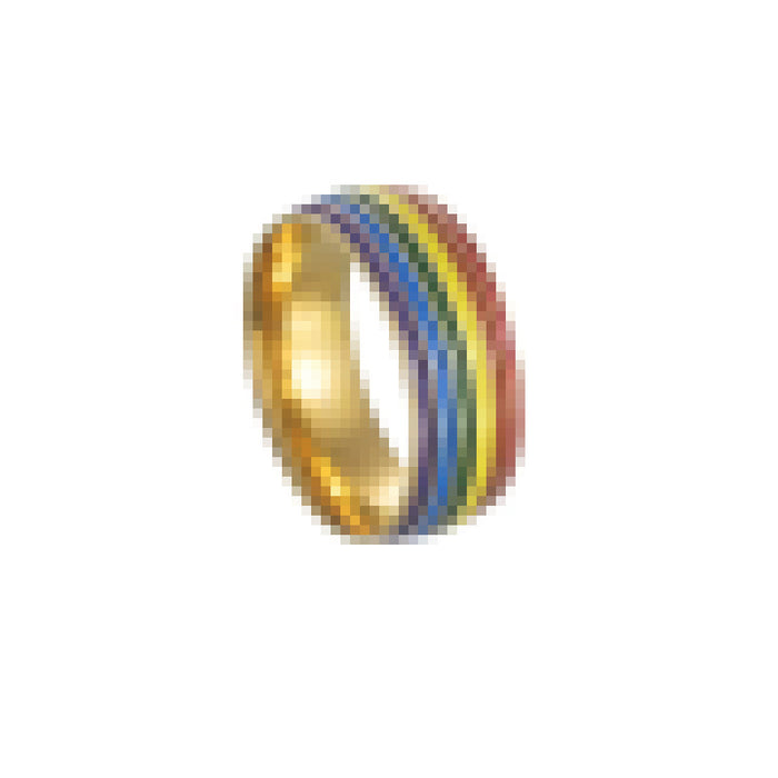 Wholesale Gold Plated Stainless Steel Ring Colorful Striped Design Fashion Jewelry Accessory