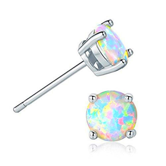 Wholesale White Round Mini Opal Copper Earrings JDC-ES-JuC003