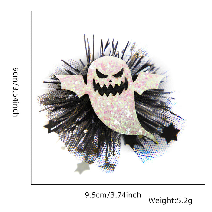 Wholesale Halloween Party Hairpin Headwear Adult Children Ghost Festival Ghost Pumpkin Ghost Mesh Side Clip Hairpin
