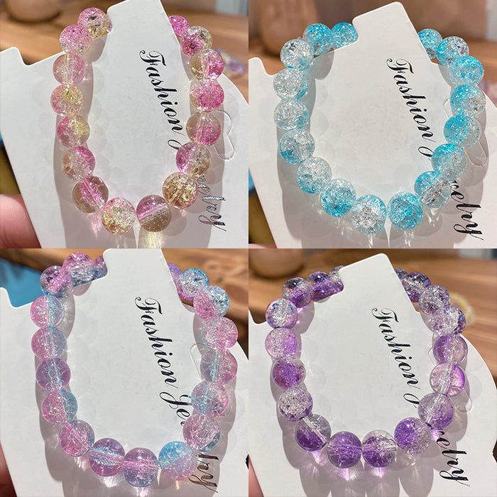 Wholesale Glass Bead Bracelet Ice-Clear Two-Tone Violet Children' s Jewelry Accessory MOQ≥2