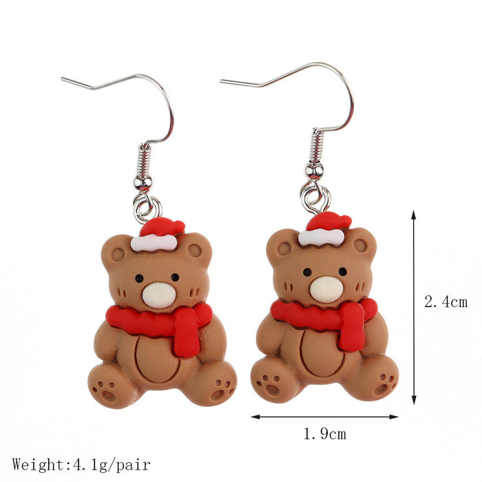 Wholesale Earrings Resin Santa Claus Snowflake Elk Bells Christmas Stockings JDC-ES-niqing023