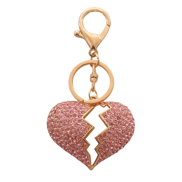 Wholesale diamond-embedded small gift  keychain pendant heart metal