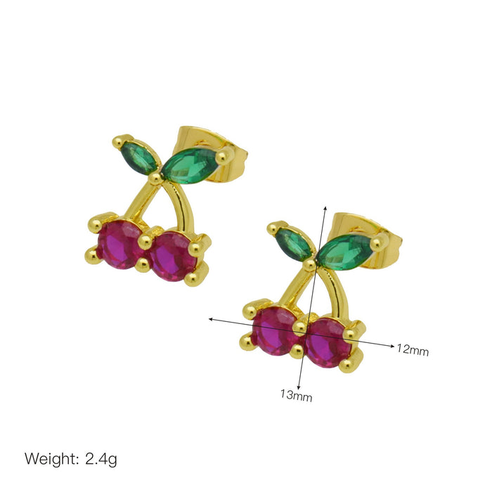 Wholesale Fruit style cherry color drop Shantou ear clip earrings female personality simple fashion earrings