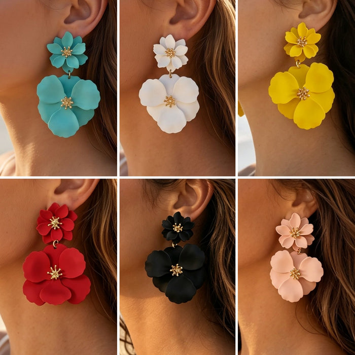 Wholesale Retro Floral Painted Earrings Iron Jewelry Multicolor Gift Boutique Resale MOQ≥5