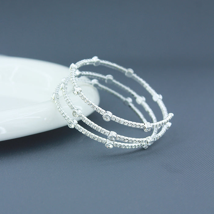 Wholesale Steel Wire Stretch Wrapping Multi-layer Personality Trend Full Diamond Bracelet