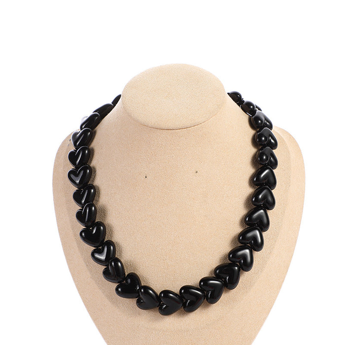 Wholesale Love Candy Macron Acrylic Resin Peach Heart Necklace