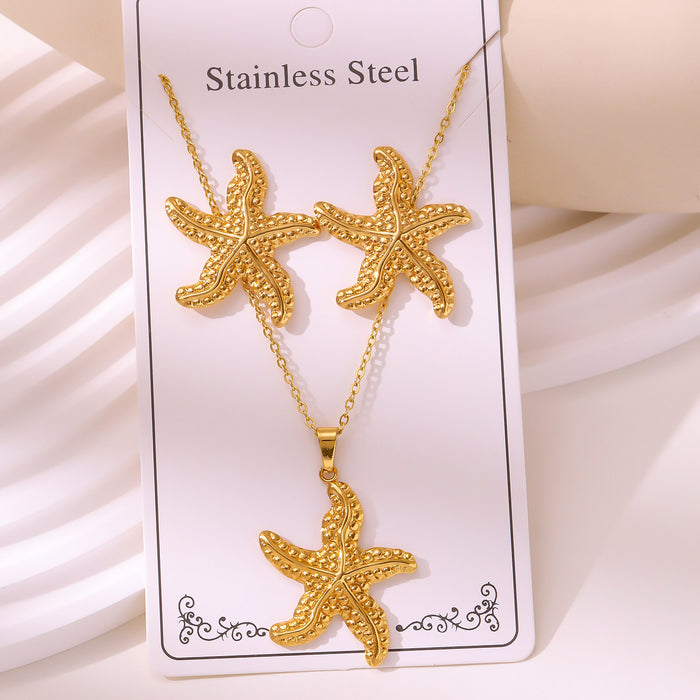 Wholesale RetroEarrings Necklace Stainless Steel Gold-Plated Jewelry