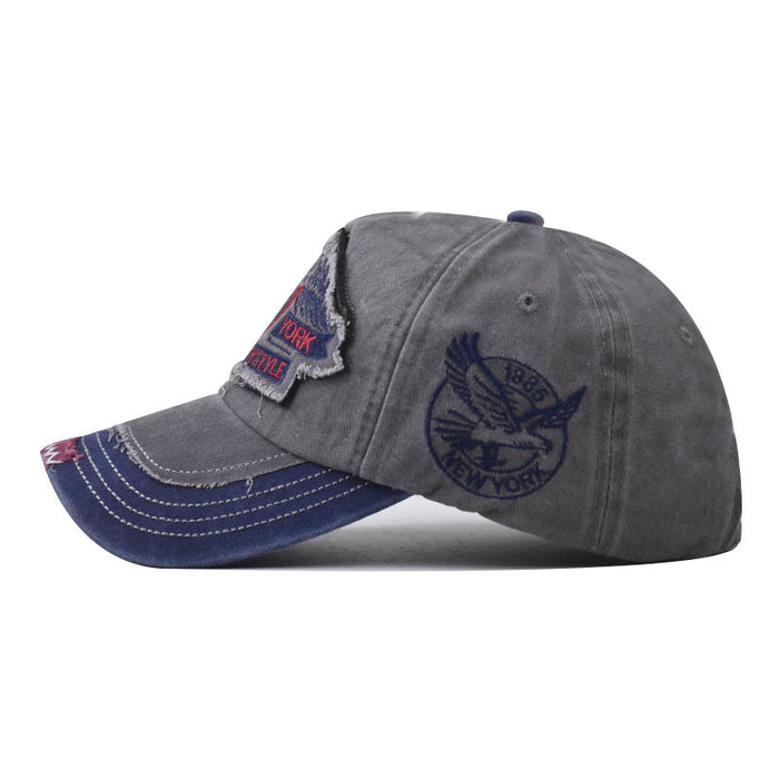 Wholesale Washed old embroidered baseball cap, outdoor five pointed star duckbill cap