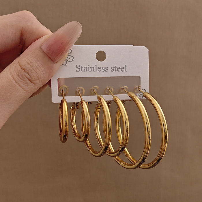 Wholesale Love pentagram earrings, exaggerated large earrings, high-end stainless steel earrings, gold-plated round earrings