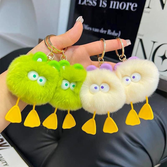 Wholesale Cute little furry ball car keychain pendant plush book bag pendant