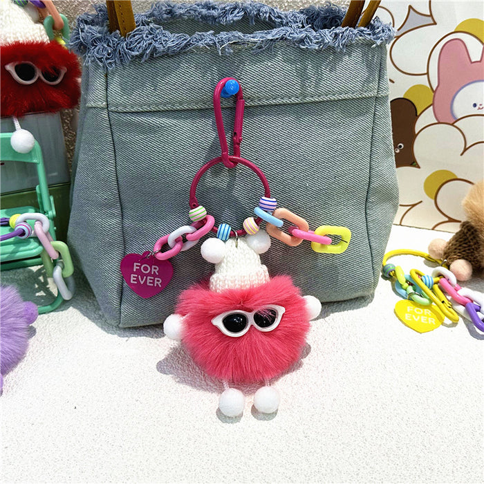 Wholesale Cartoon Plush Briquette Keychain Colorfulful Cute Doll Student School Bag Pendant Key Chain Pendant Small Gift