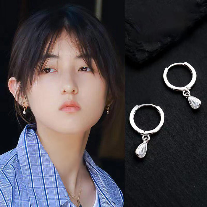 Wholesale Zircon Water Drop Ear Buckle Earrings for Women's Trendy, Minimally and Minimally Designed with a Sense of Luxury and Temperament