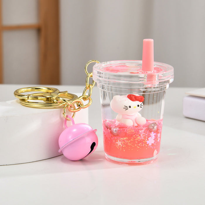 Wholesale Quicksand Bottle Cartoon Kitten Keychain